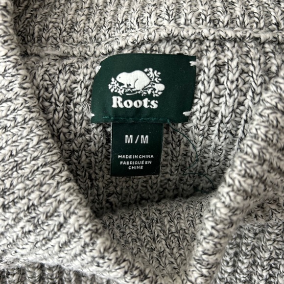 Roots Gray Marled Ribbed Knit Long Cotton Sweater - Picture 7 of 7